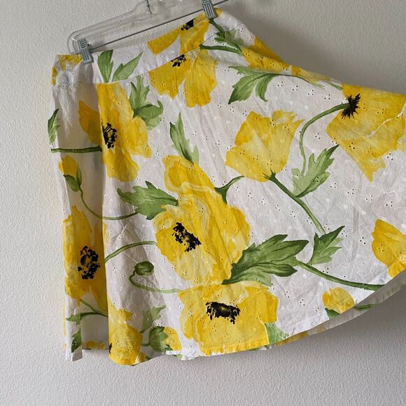 Vintage Sag Harbor MIDI Skirt Womens Sz 12 Floral Eyelet Cotton A-Line Boho - Picture 3 of 8